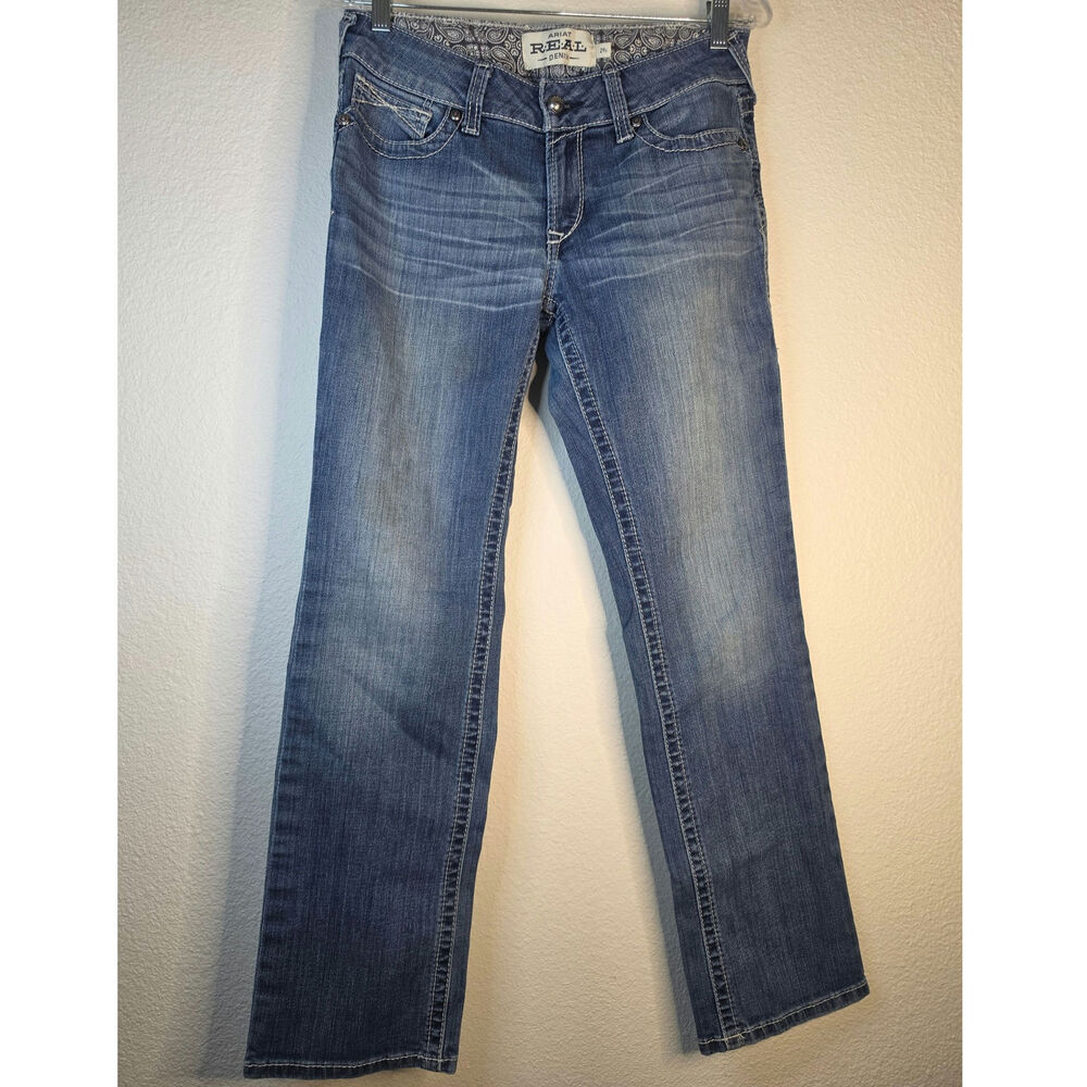 Ariat Mid-rise Bootcut Jeans Geometric Embroidery on the Back Pockets Western 29